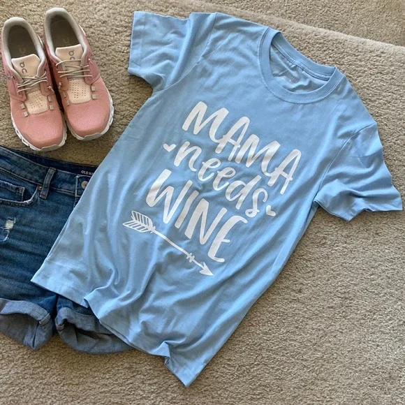 ‘Mama Needs Wine’ Short Sleeve Graphic Tee - Picture 3 of 6
